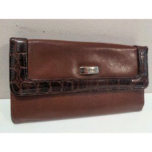 Via Piaggi Wallet Brown Top Grain Faux Leather Large Wallet Card Insert Pockets